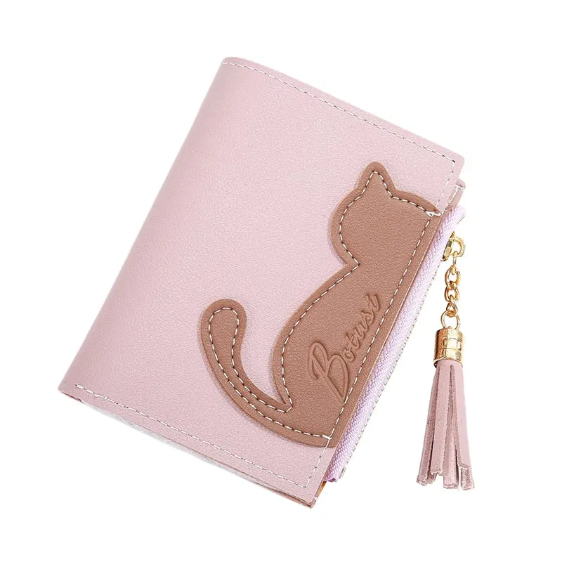 Women Cute Cat Wallet Small Zipper Girl Wallet Brand Designed Pu Leather Women Coin Purse Female Card Holder Wallet Billetera