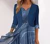 Women's Dress Set Two Piece Dress Midi Dress Blue Half Sleeve Line Sequins Fall Winter V Neck Fashion Casual Modern 2022 S M L XL 2XL 3XL