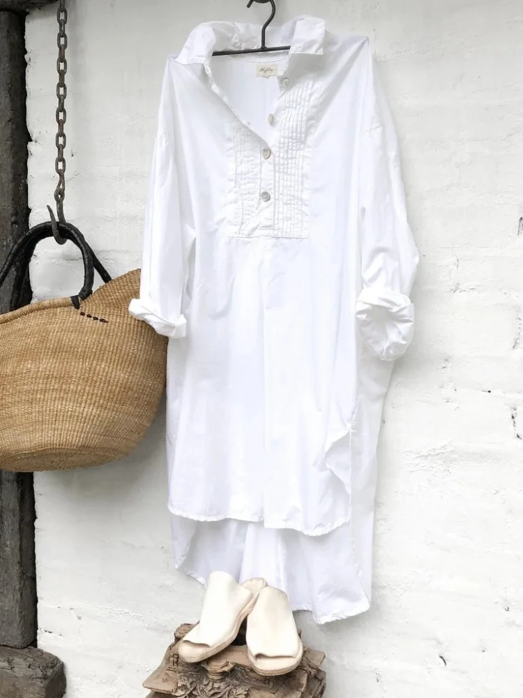 Loose cotton linen casual women long Sleeve Tops shirts