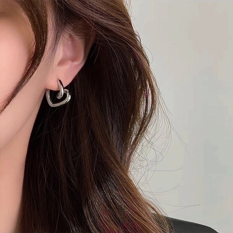 1 Pair Minimalist Heart Shape Plating Copper Hoop Earrings