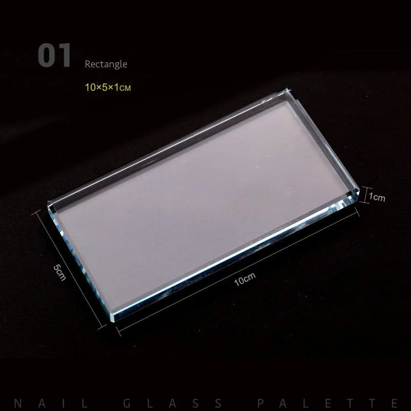 1PC Rectangle Glass Nail Color Palette for Gel Polish Pallet Mixing Drawing Paint Plate Pad Manicuring Nail Art Display Shelf