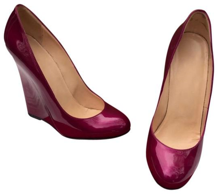 Custom Made Burgundy Patent Leather Wedge Pumps |FSJ Shoes