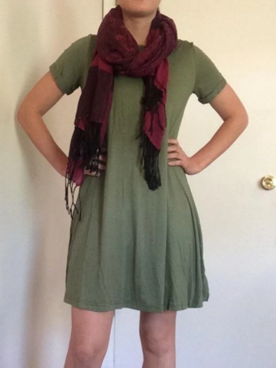 Round Neck Solid Color Short Sleeves Shift Dress