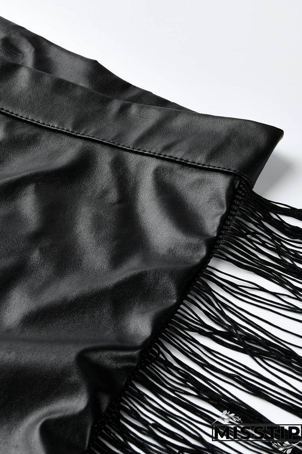 Wine Red PU OL Patchwork Solid tassel Zippered Stitching Zipper Tassel Plus Size