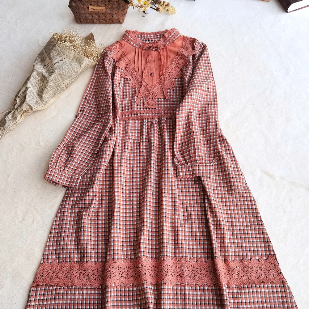 Women's Lace Long Sleeve Scoop Neck Maxi Dress