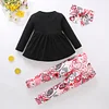 Kid Baby Girl Valentine's Day Set Embroidered Long Sleeve 3 Pcs Sets