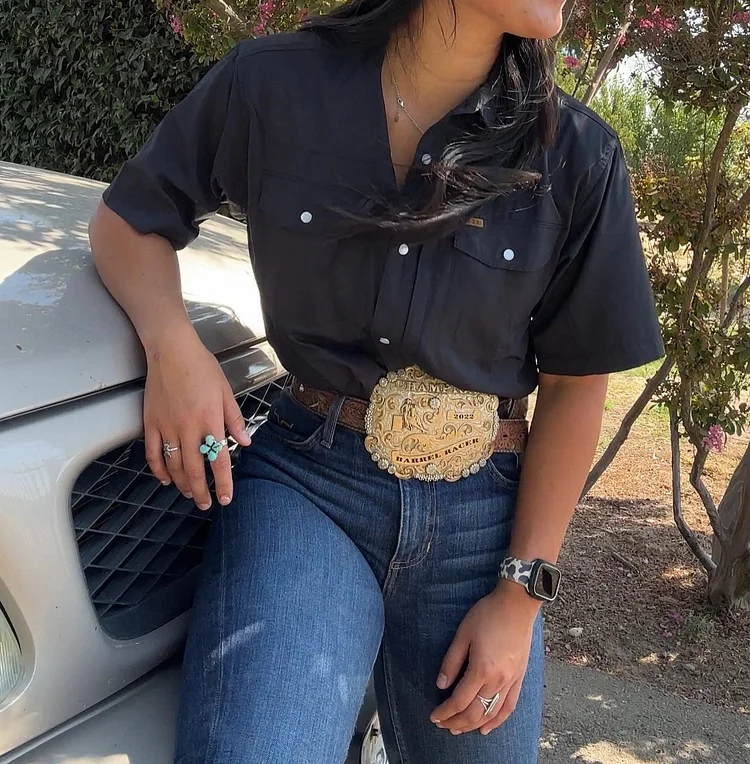 Women's Black Short Sleeve Shirt