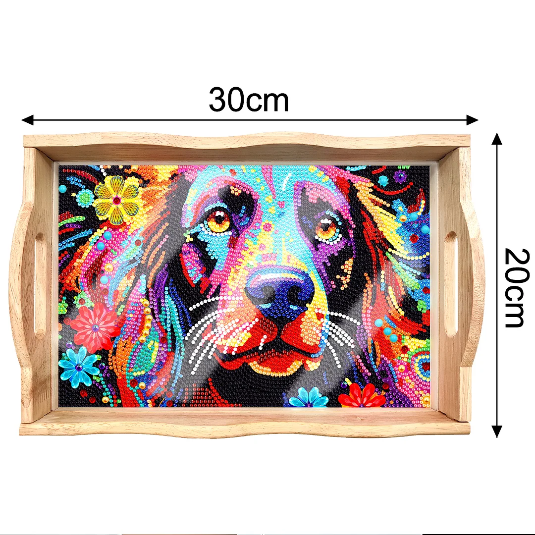 Diamond Painting Nesting Food Trays with Handle Coffee Table Tray(30*20cm)