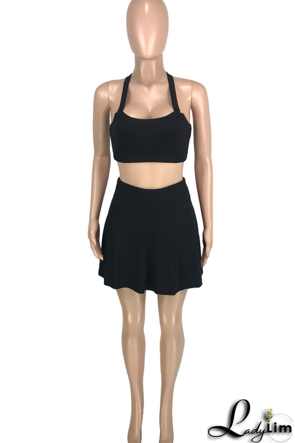 Red Casual Solid Split Joint U Neck Two Pieces