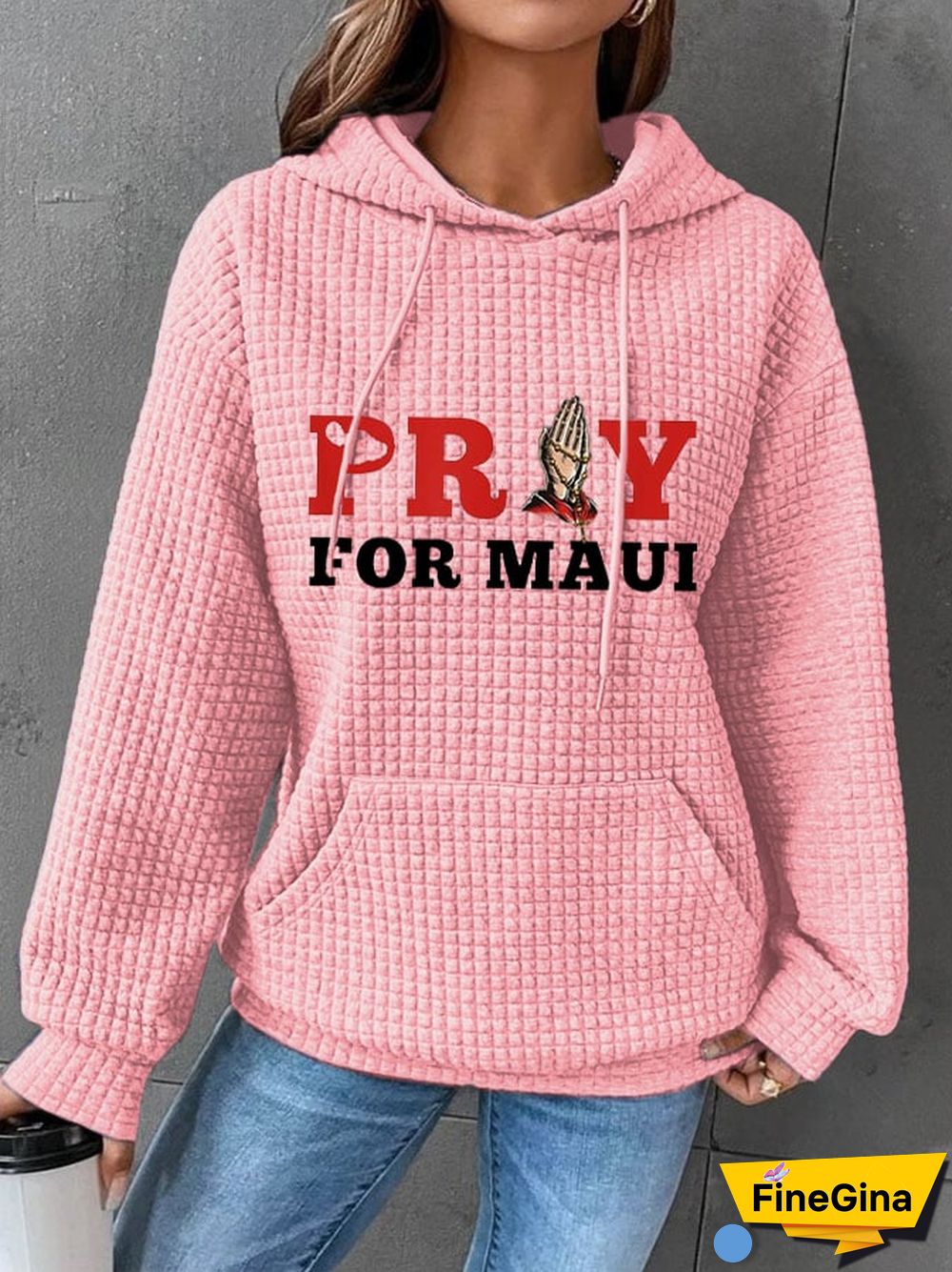 Women's Pray For Hawaii MAUI Wildfire Waffle Hoodie