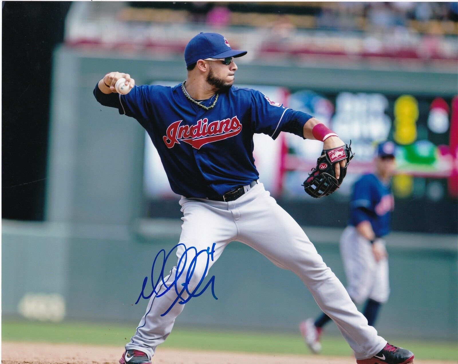 MIKE AVILES CLEVELAND INDIANS ACTION SIGNED 8x10