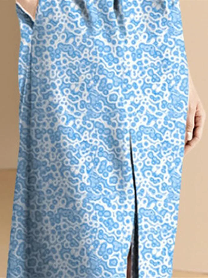 V-neck Retro Loose Print Dress