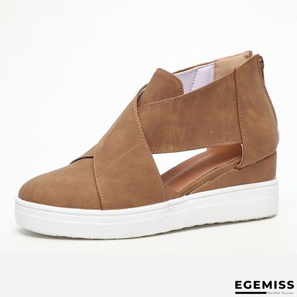 Women Solid High Flats wedges Heel Height Increasing Chunky Platform Vulcanized Sneakers Shoes | EGEMISS