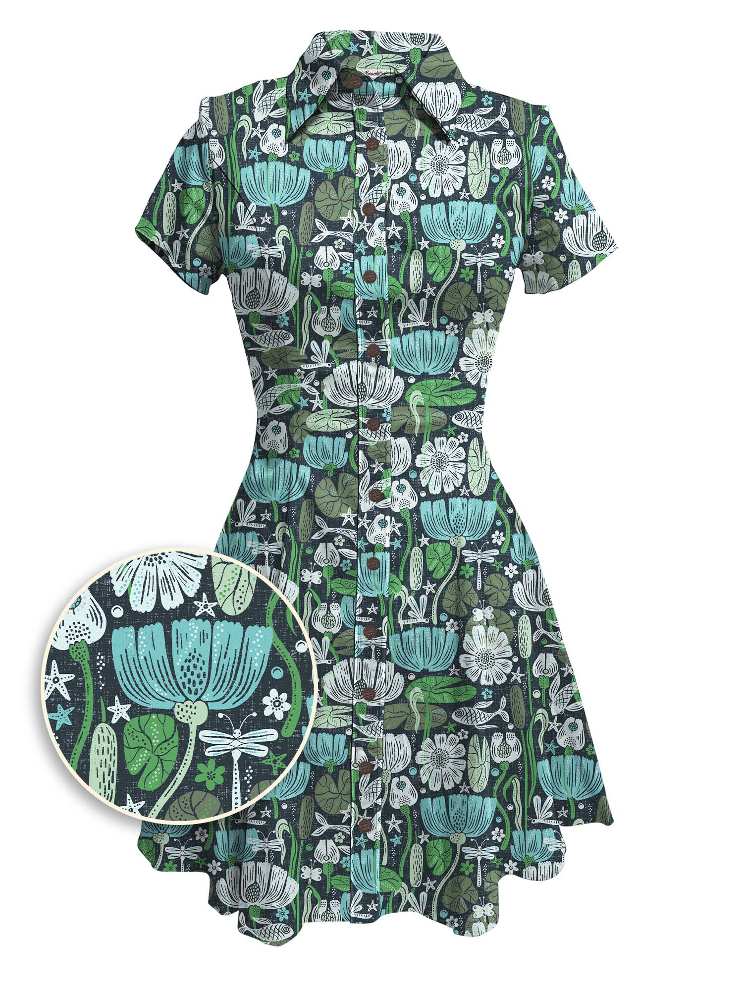 【Rebecca Elfast X Boozelele】Wonky Waterlilies Matter - 100% Cotton Double Pocket Dress