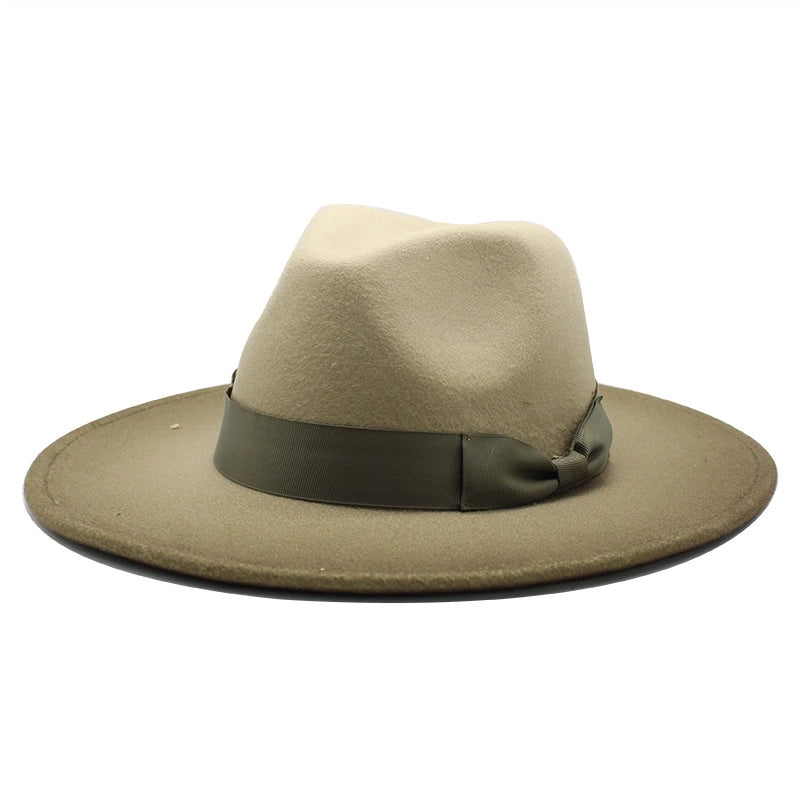 Style Big Brim Woolen Hat Gradient Color Two-color Jazz Hat Autumn And Winter Men’s And Women’s Hat Felt Hat JZ-013