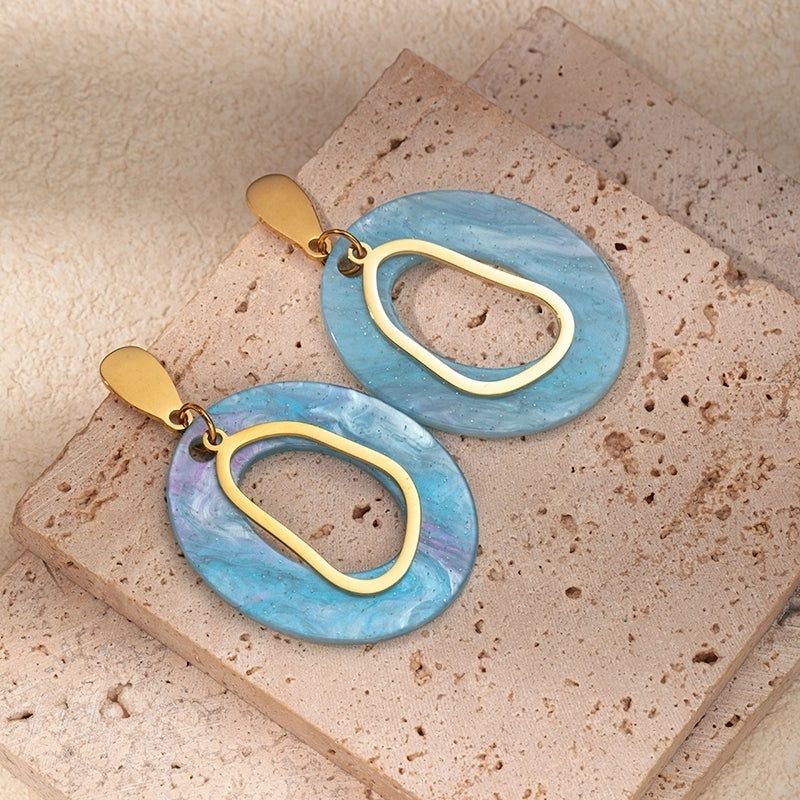 1 Pair Elegant Exaggerated Minimalist Irregular Geometric Plating 304 Stainless Steel Arylic 14K Gold Plated Drop Earrings