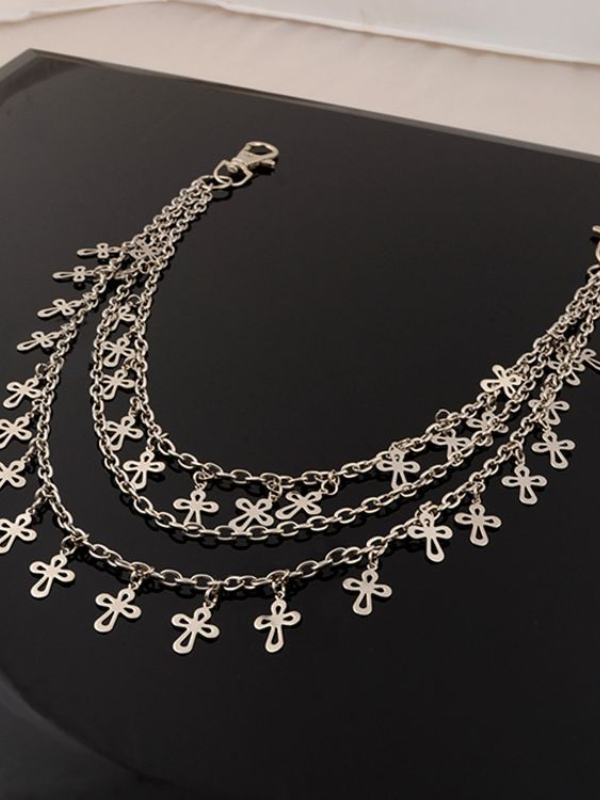 Street Fashion Punk Style Hollow-out Cross Layered Jeans Chain