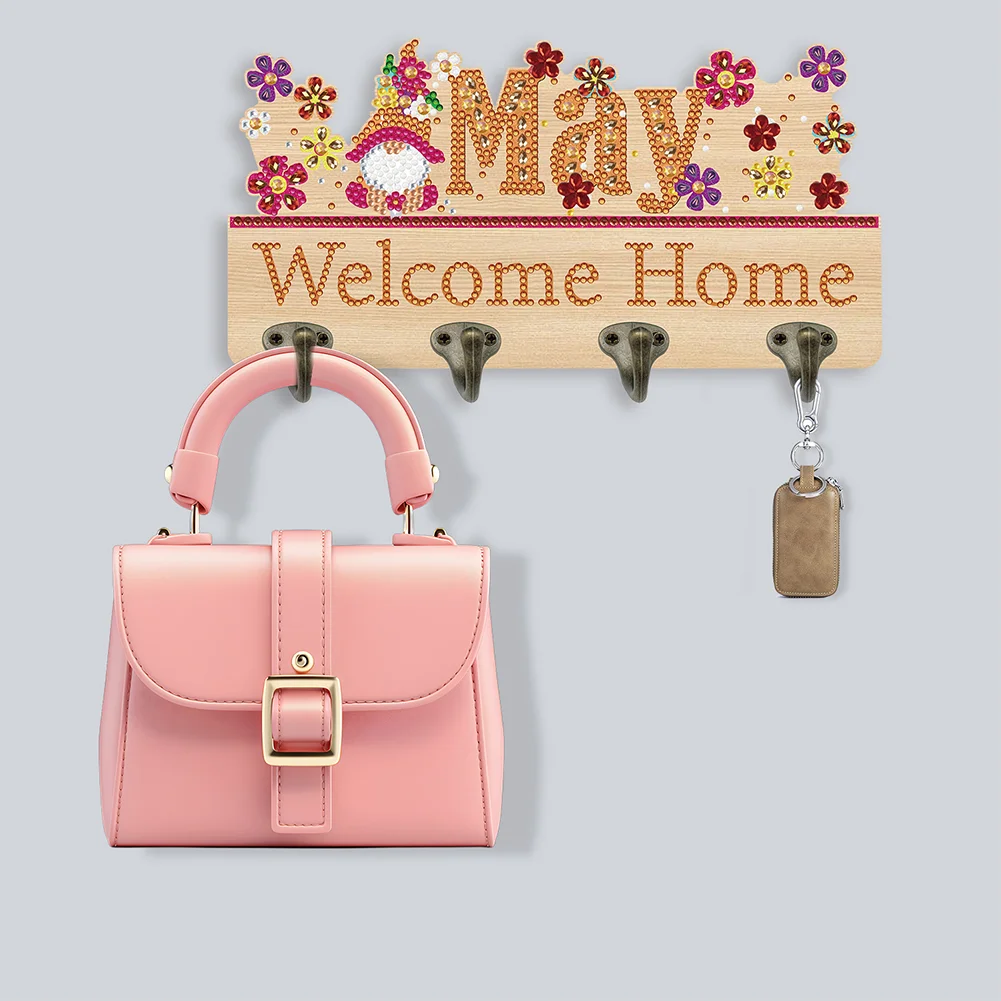 DIY Wooden Calendar May DIY Diamond Art Craft Wall Hooks for Beginners Adults