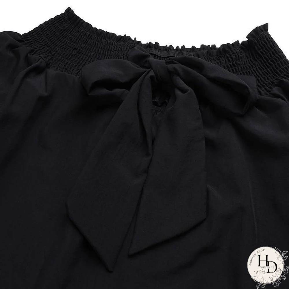 Women Sexy Off Shoulder Strapless Bowknot Slash Neck Shirts Casual Loose Plus Size Blouse Tops