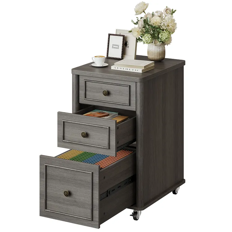 Bestier Rolling File Cabinet with 3 Drawers & Lockable Wheels,Vertical Wood Mobile File Cabinet Filing Cabinet Storage Organizer for Home Office