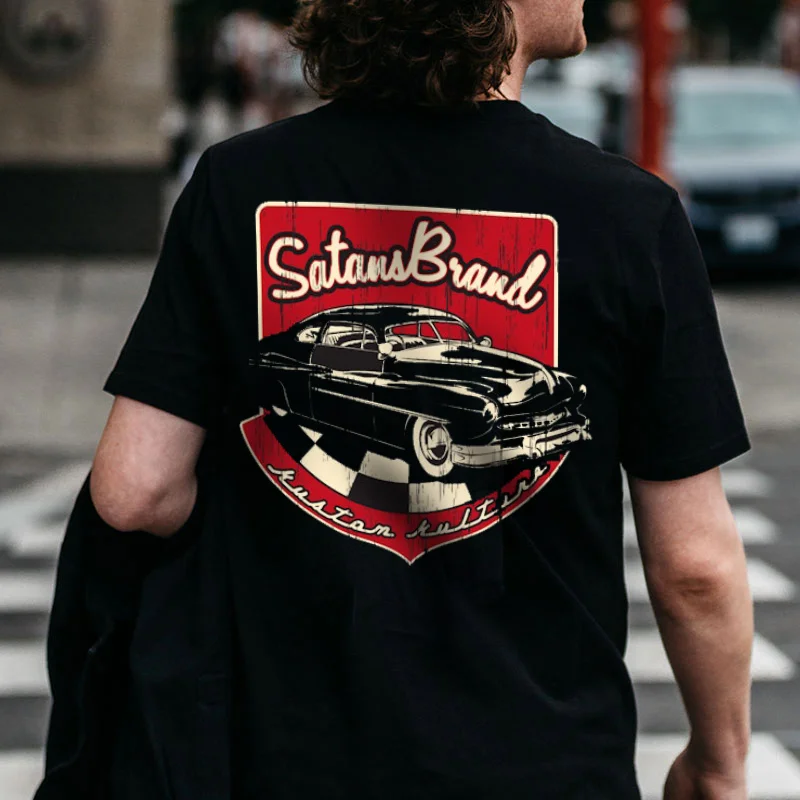 SATAN'S BRAND Classic Car Print Men's T-shirt