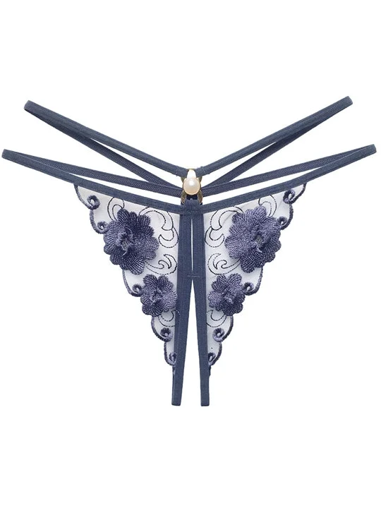Blue Flower Crotchless Brief