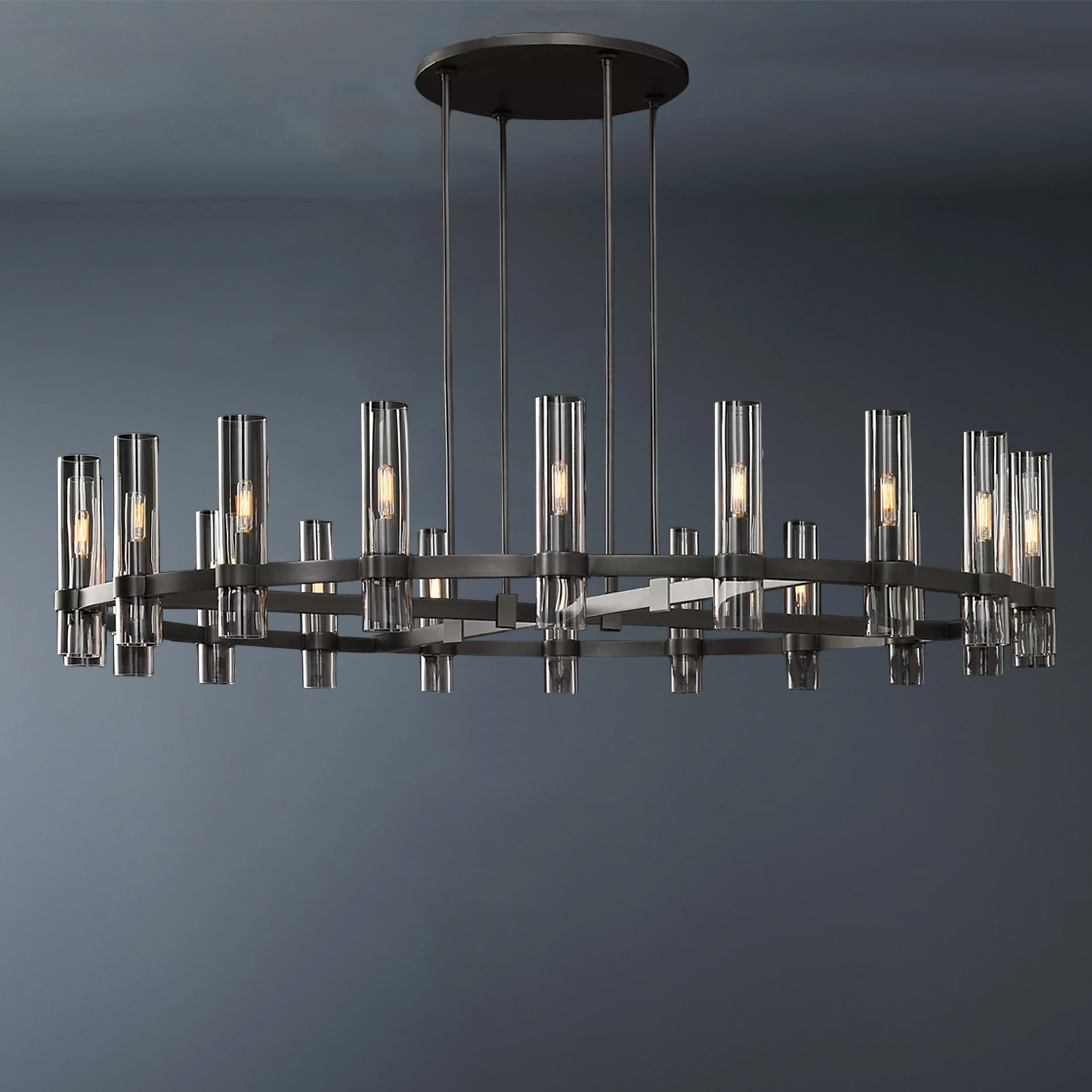 VJ Lighting Glass Shaded Ravelle Modern Round Chandelier 60