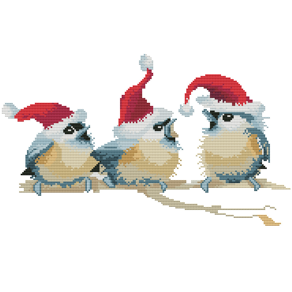 

Xmas Hat Bird - 11CT Stamped Cross Stitch - 35*50CM, 501 Original