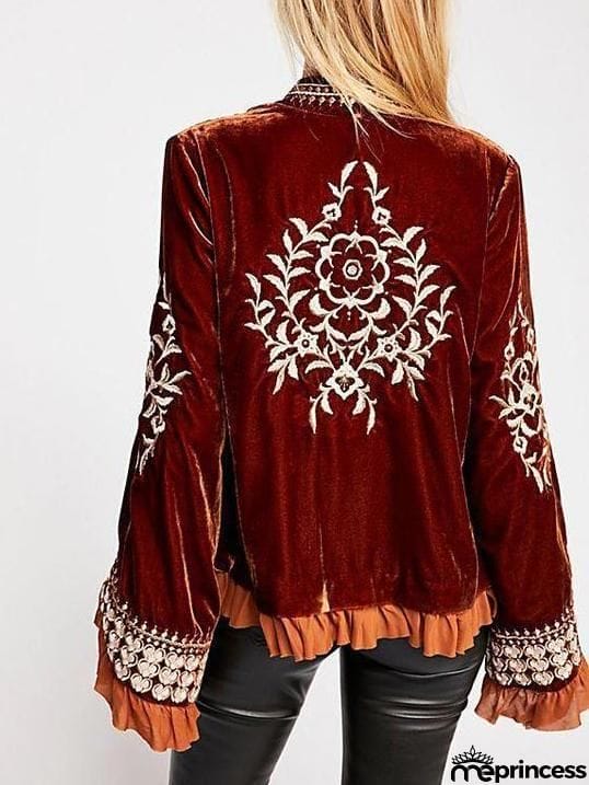 Fashion pagoda sleeve ruffled sleeve cardigan