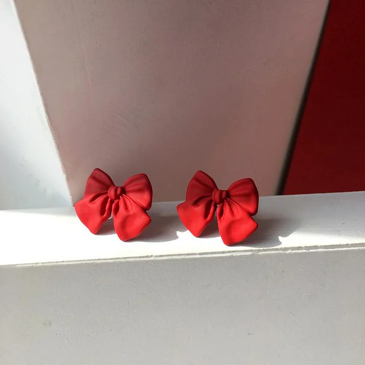 Red Love Bow Earrings