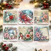 6pcs Poinsettia DIY Diamond Painting Cards Art 15x15cm for Adults