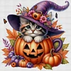 Halloween Pumpkin Cat-14CT Counted Cross Stitch 40*40cm/15.75*15.75in