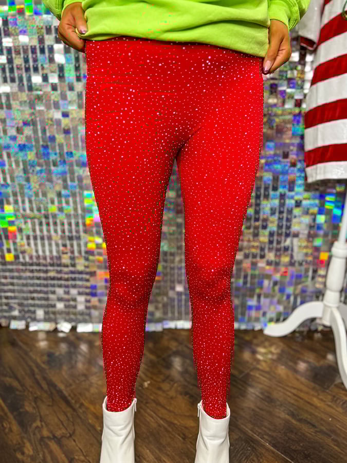 Christmas Diamante Shiny Leggings