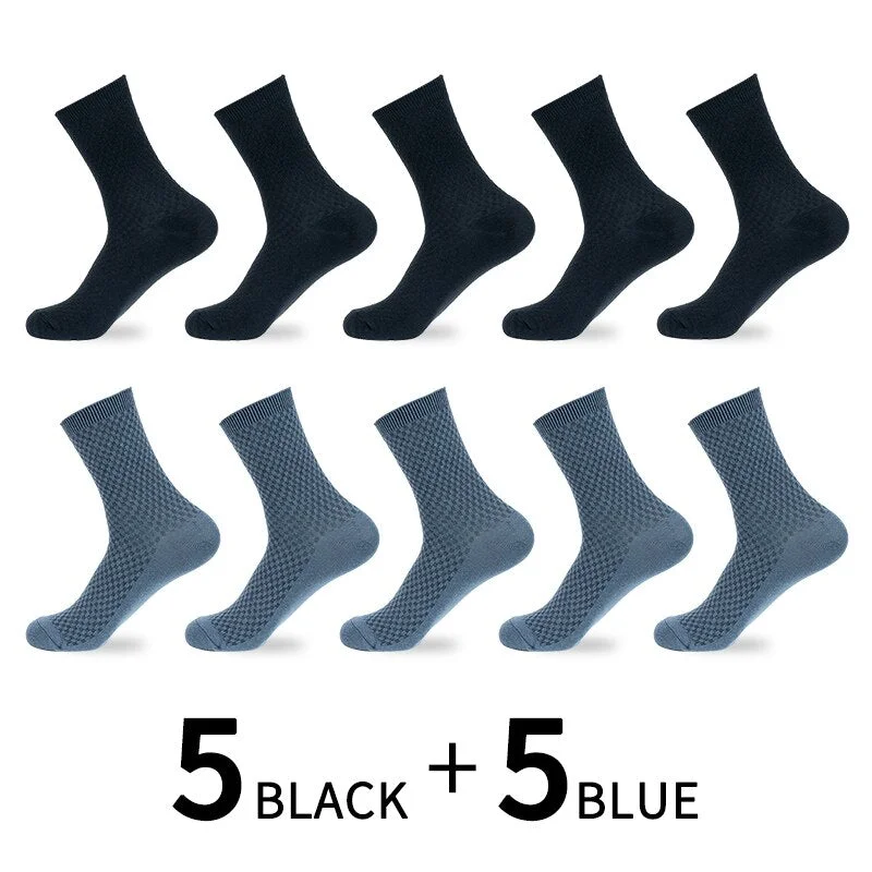 10 Pairs/Lot Men Bamboo Fiber Socks High Quality Solid Black Long Short Sock Business Casual Sports Breathable Four Seasons