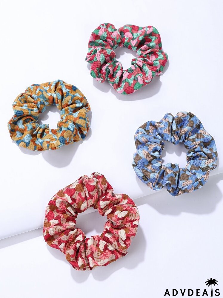 4pcs Color Block Scrunchie