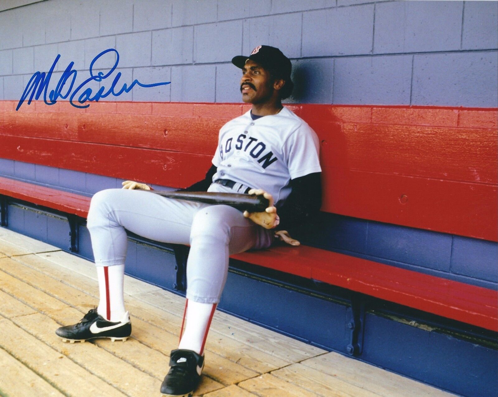 Autographed 8X10 Mike Easler Boston Red Sox Photo Poster painting - w/ Show Ticket