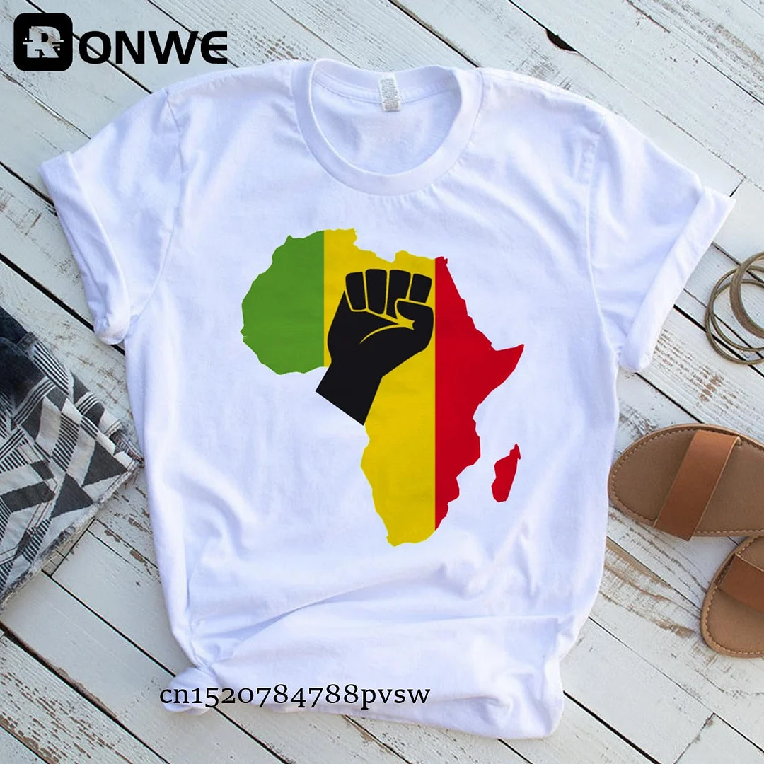Africa Map Graphic Women T-shirts 2021 Summer Harajuku Female Tops Tee Girl White Printed Clothes Streetwear,Drop Ship