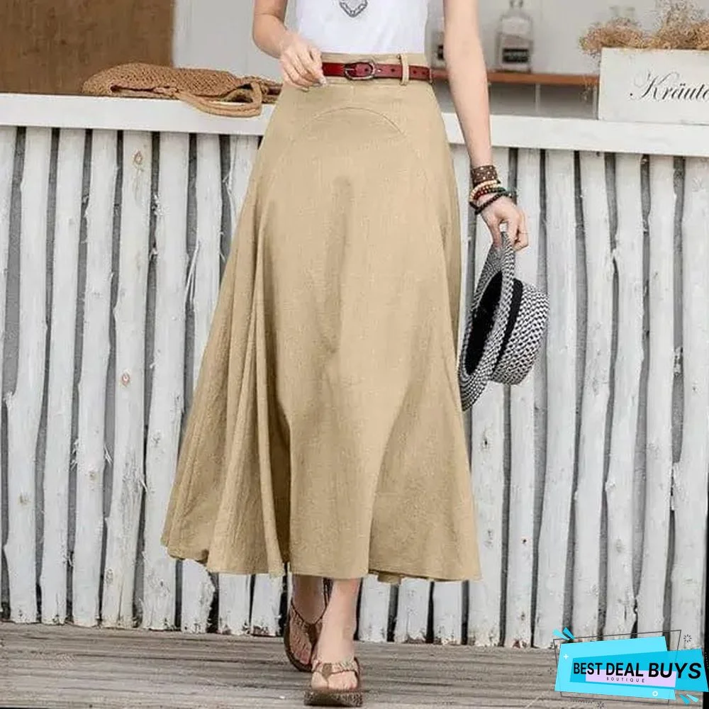 Hot Sale Fashion Ladies All-match Tutu A- Line Skirt High Waist Slimming Plus Size Long Dress