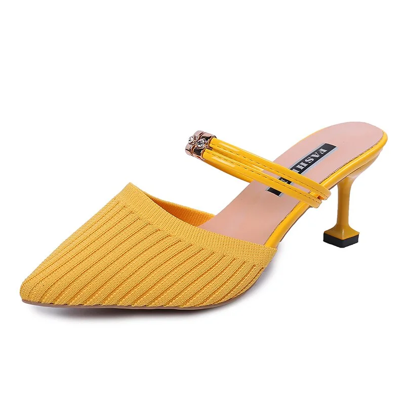 Summer Women Sandals High Heel Ladies Slippers Pointed Toe Slip-on Women Office Pumps Women Casual Shoes sandalias mujer
