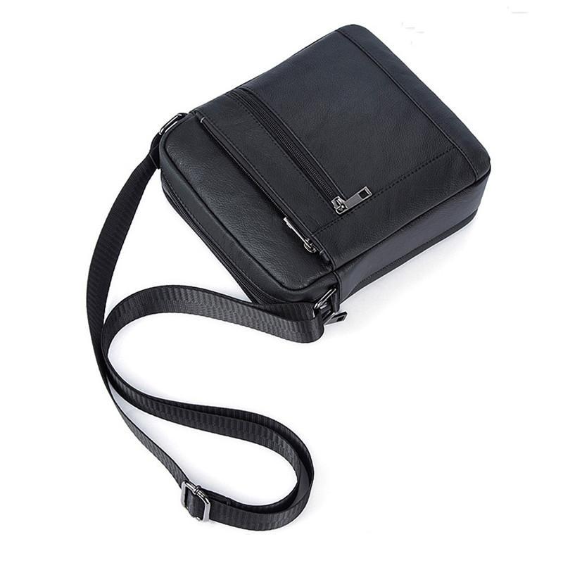 Mens Fashion Messenger Bags Classic Leather Business Crossbody Packs