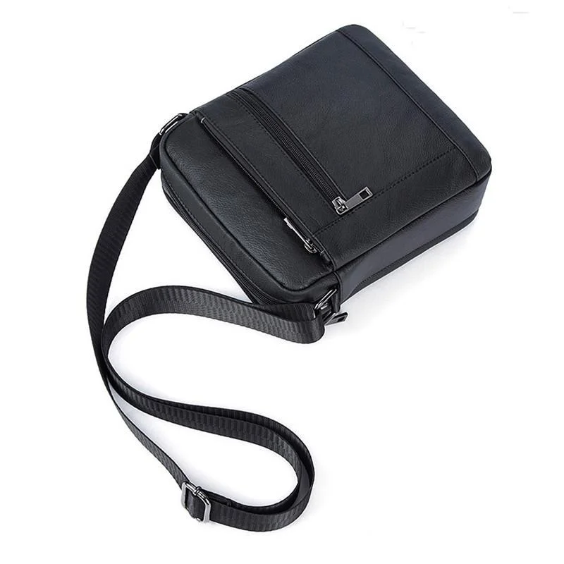 Mens Fashion Messenger Bags Classic Leather Business Crossbody Packs