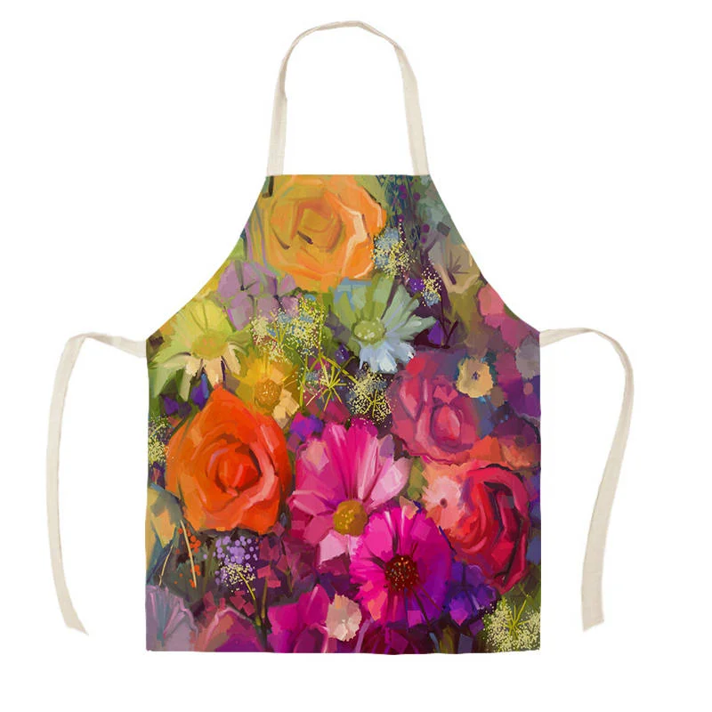 Linen Kitchen Apron - Floral Plant letclo 