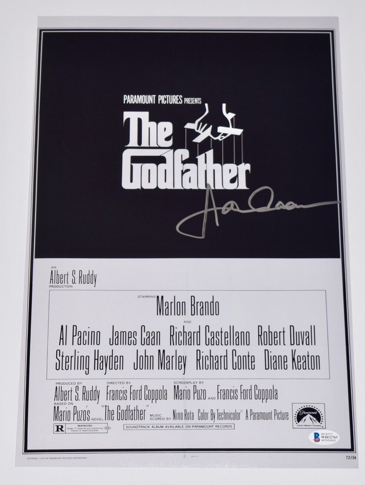 James Caan Signed Autographed The Godfather 11x17 Movie Poster Photo Poster painting Beckett COA