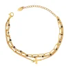 Cross 3 Layers Golden Black Bracelet