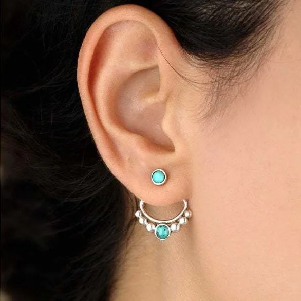 Turquoise Round Bead Stud Earrings