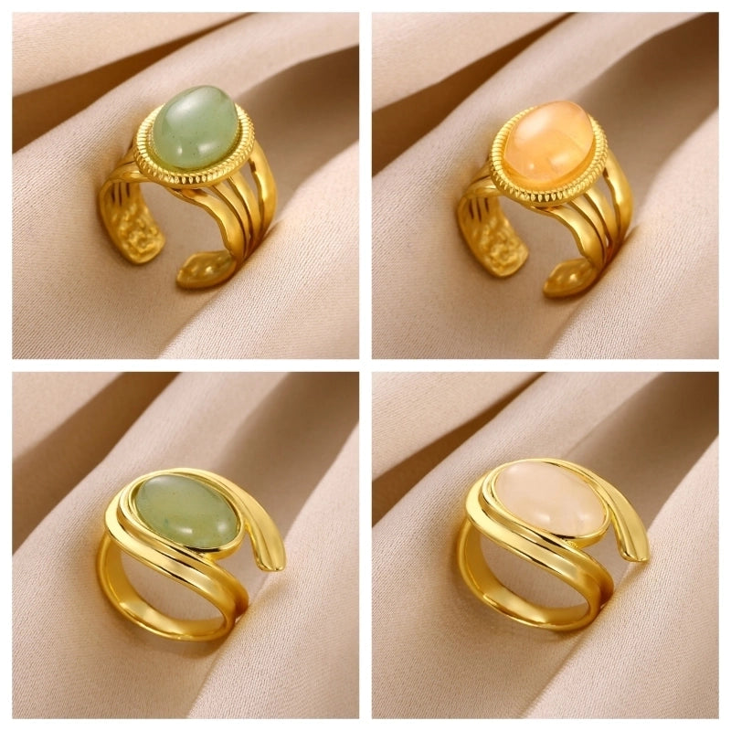 IG Style Elegant Classical Geometric 304 Stainless Steel Howlite Open Rings In Bulk