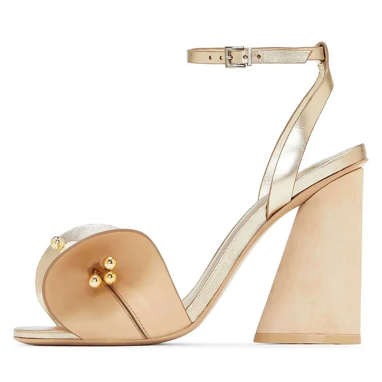 Gold Pearl Ankle Strap Sandals Vdcoo