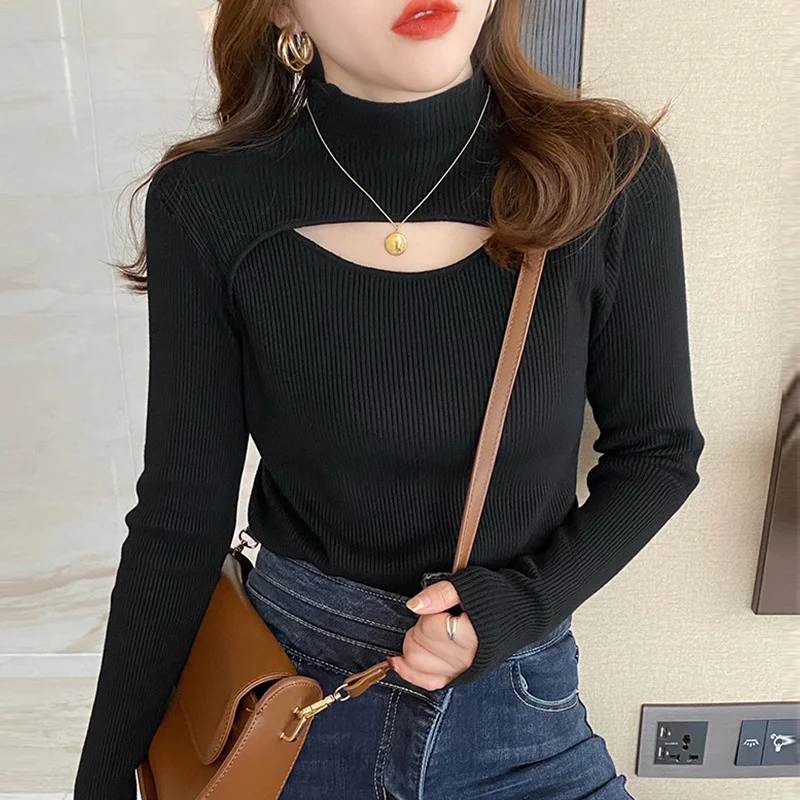 Uveng Uveng Collar Sweater Bottomed Women's New Autumn And Winter Long-Sleeved High-End Windwear Inside The Collar Knitting Top