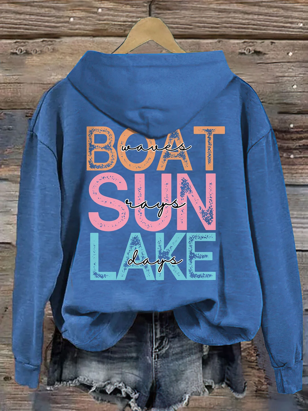 Boat Waves Sun Rays Lake Days Hoodie