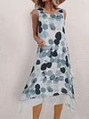 Vibrant Allover Print Asymmetric Hem Dress - Elegant Crew Neck, Sleeveless, Flowy, Bodycon Fit, Women's Clothing for Summer, Party, Casual Occasions